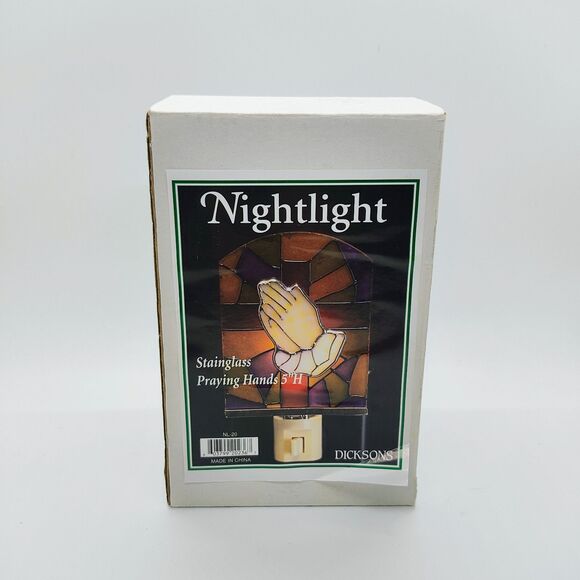 Praying Hands Mosaic "Stained Glass" Plug In Nightlight - NIB - Bulb Included - Picture 3 of 5